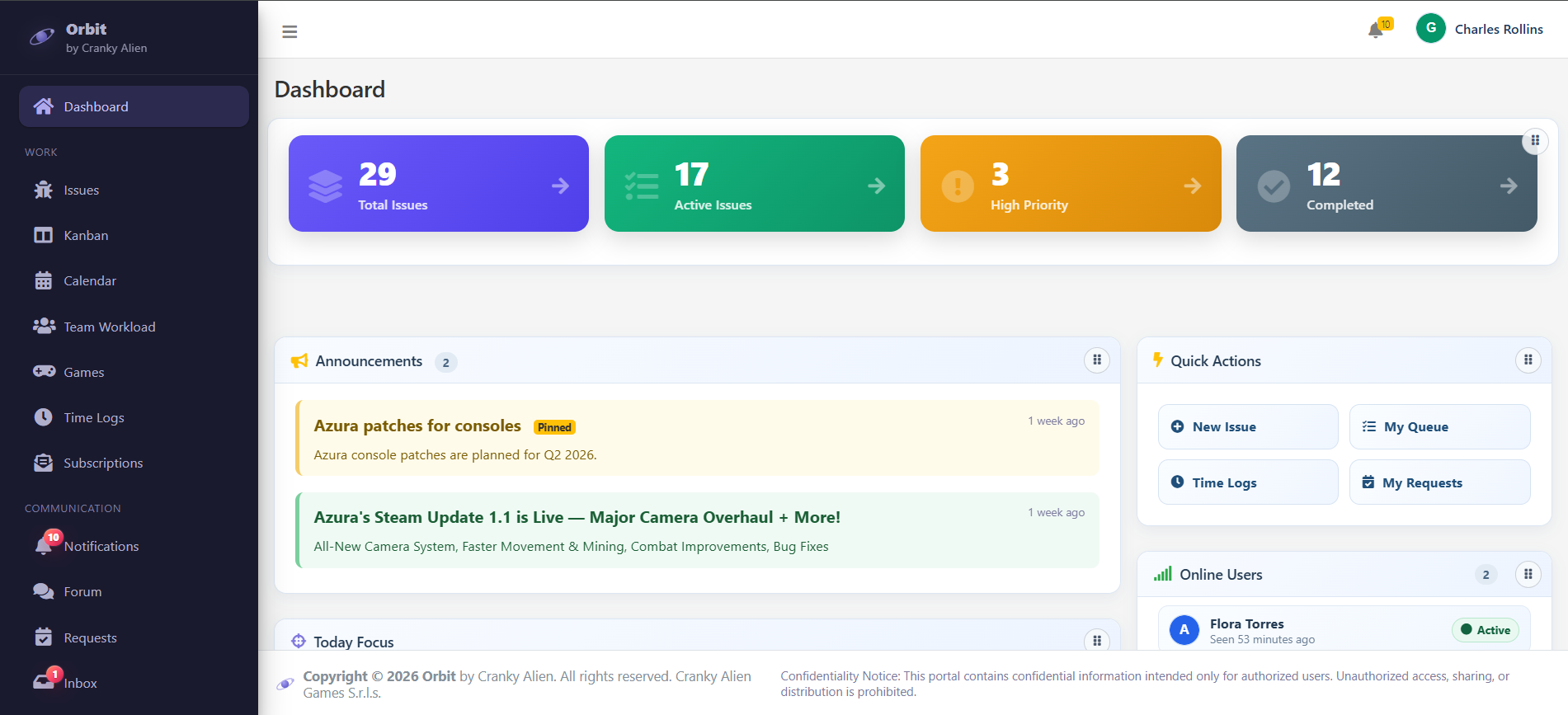 Orbit dashboard screenshot